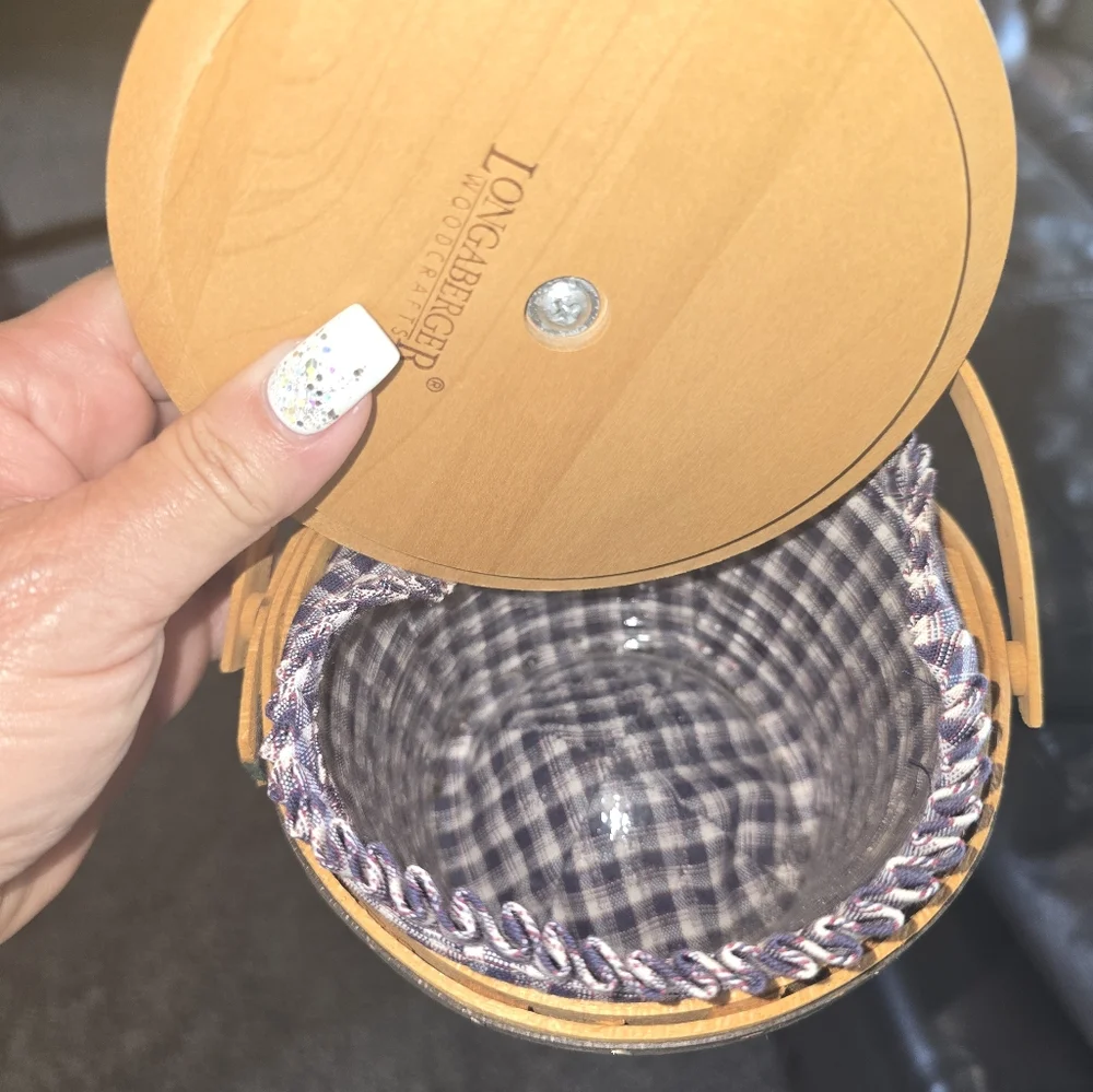 Longaberger Basket with Plaid Fabric Accent